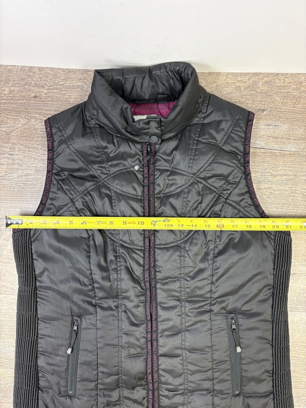 Harley-Davidson Quilted Puffer Vest | Black w/ Purple Accents | Moto Layer L - Picture 10 of 11